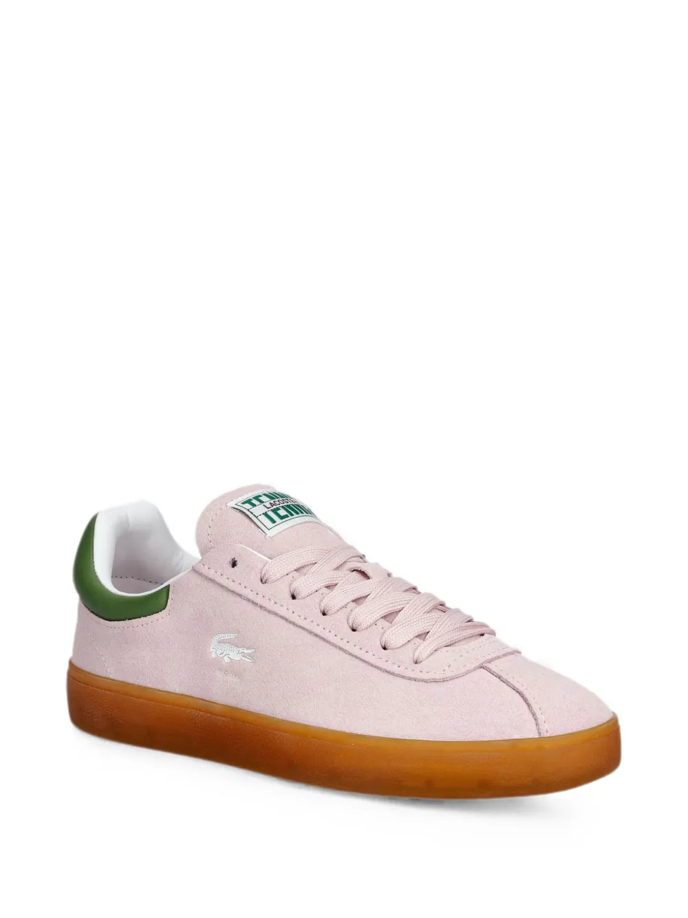 Lacoste logo-patch suede sneakers Roze