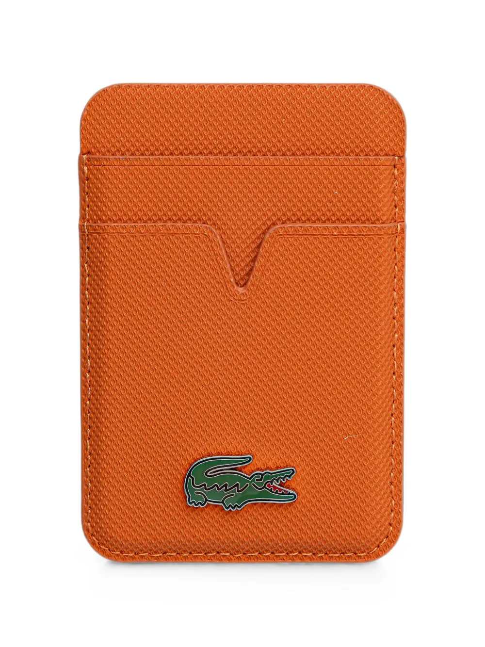 Lacoste logo-plaque textured card holder - Arancione