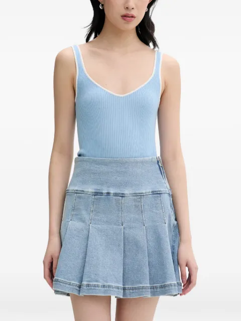 FROM FUTURE ribbed-knit contrast-trim top