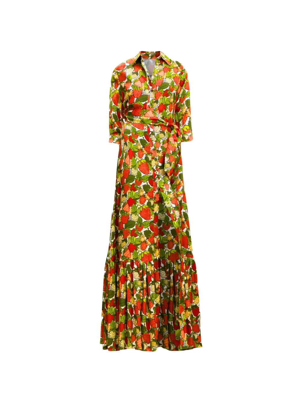 alessandro enriquez strawberry-print tiered maxi dress - Rot