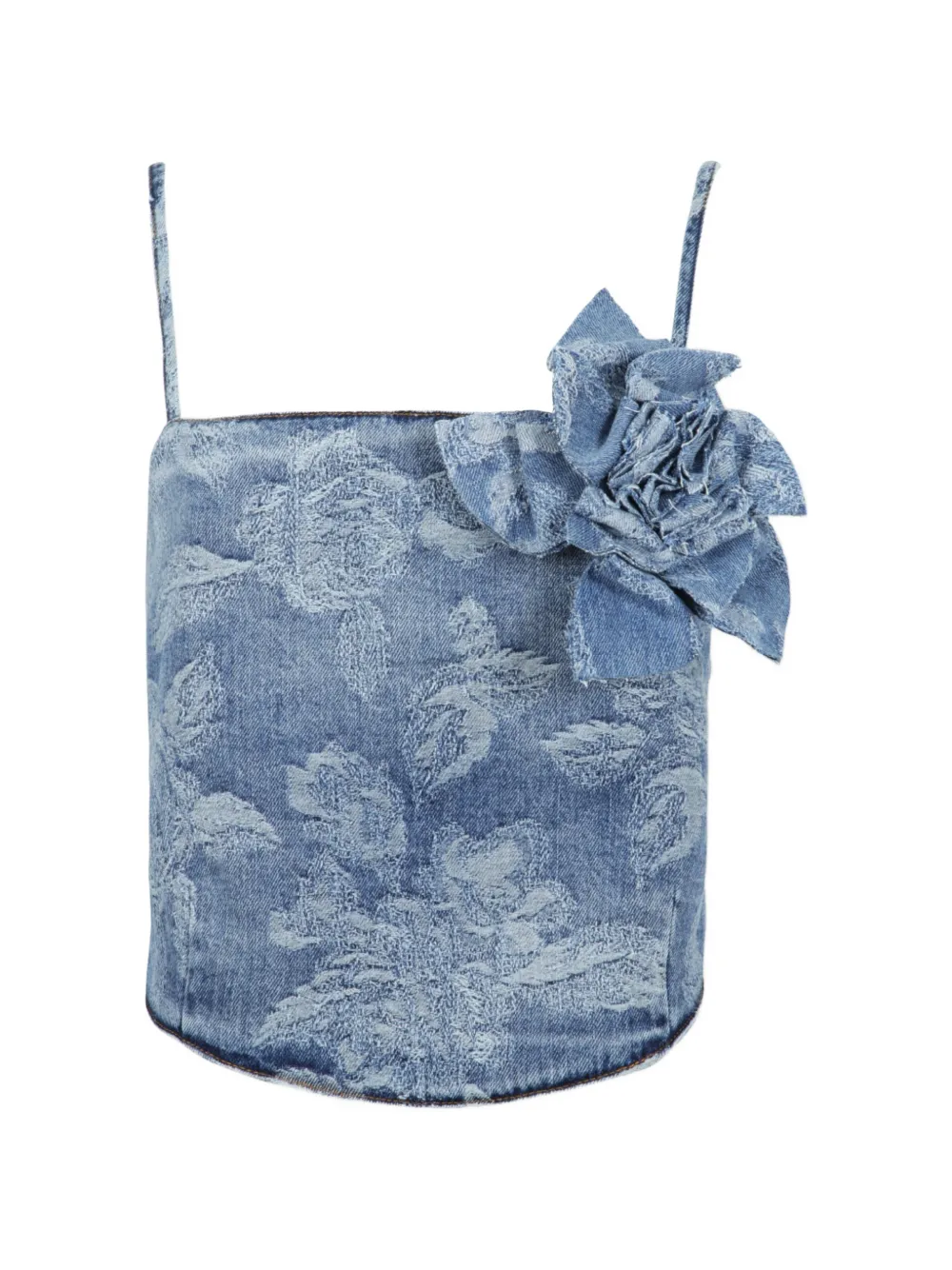Giuseppe Di Morabito Top denim a fiori jacquard - Blu