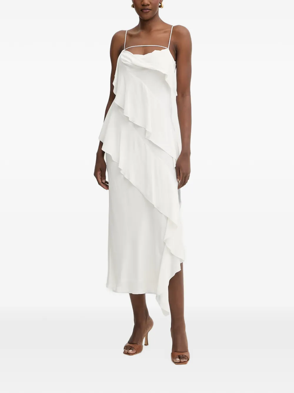 Patrizia Pepe Asymmetrische midi-jurk Wit