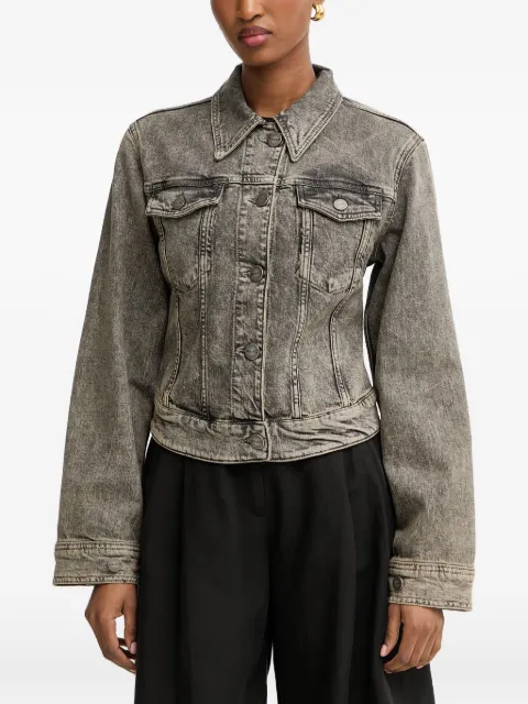 PINKO acid-wash buckle-detail denim jacket