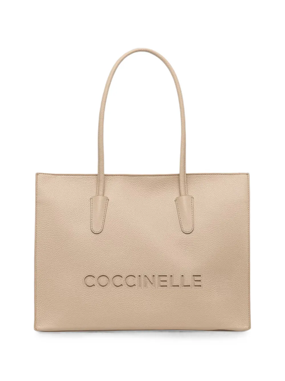 Coccinelle logo-embossed grained-leather tote bag - Toni neutri