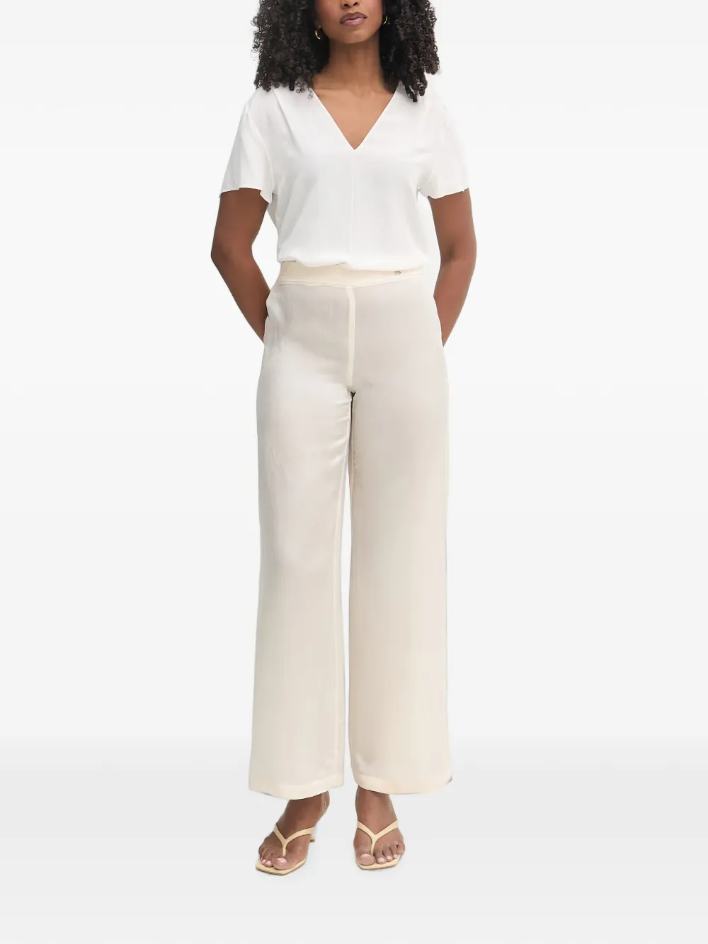 Patrizia Pepe Broek met wijde pijpen Beige