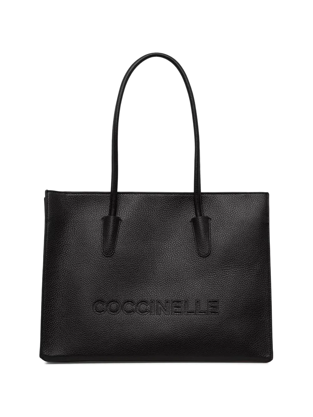 Coccinelle grained-leather debossed-logo tote bag - Nero