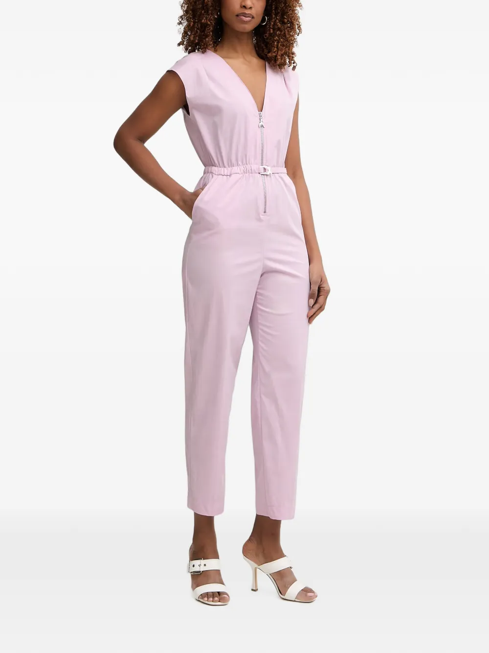 Patrizia Pepe Mouwloze jumpsuit met ceintuur Paars