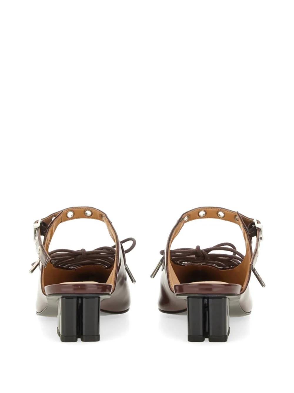 GANNI lace-up eyelet-embellished mules Rood