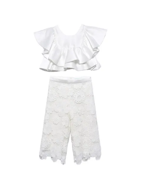 Abel & Lula ruffled lace trousers set (set of two)
