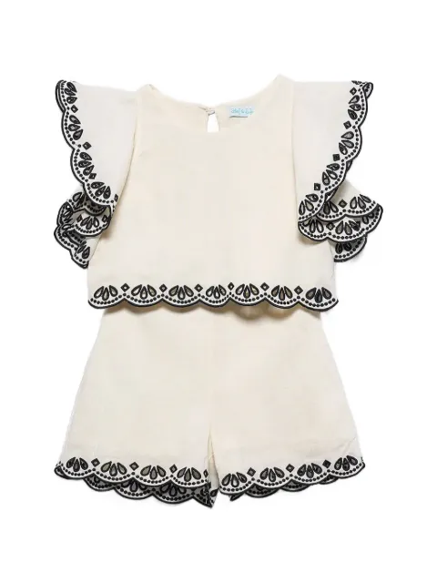 Abel & Lula scalloped embroidered shorts set (set of two)