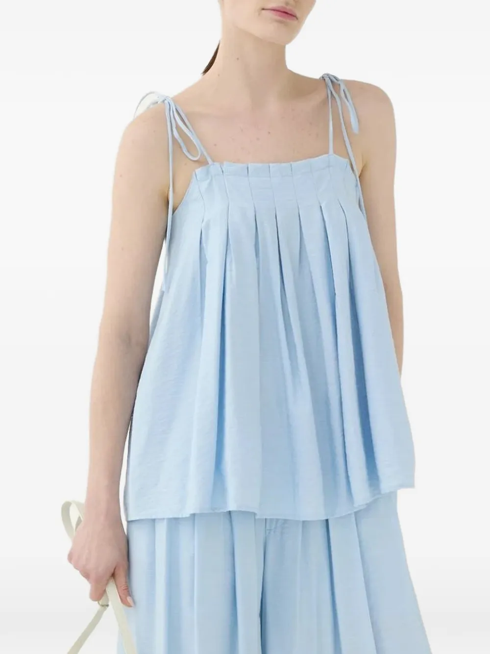 Eleh pleated spaghetti-strap top - Blu
