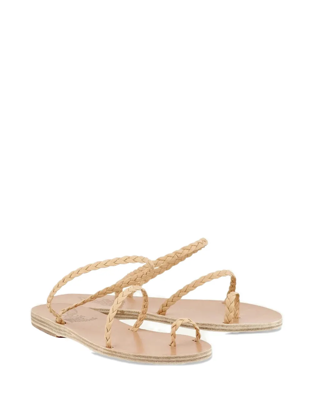 Ancient Greek Sandals Eleftheria braided leather sandals Beige