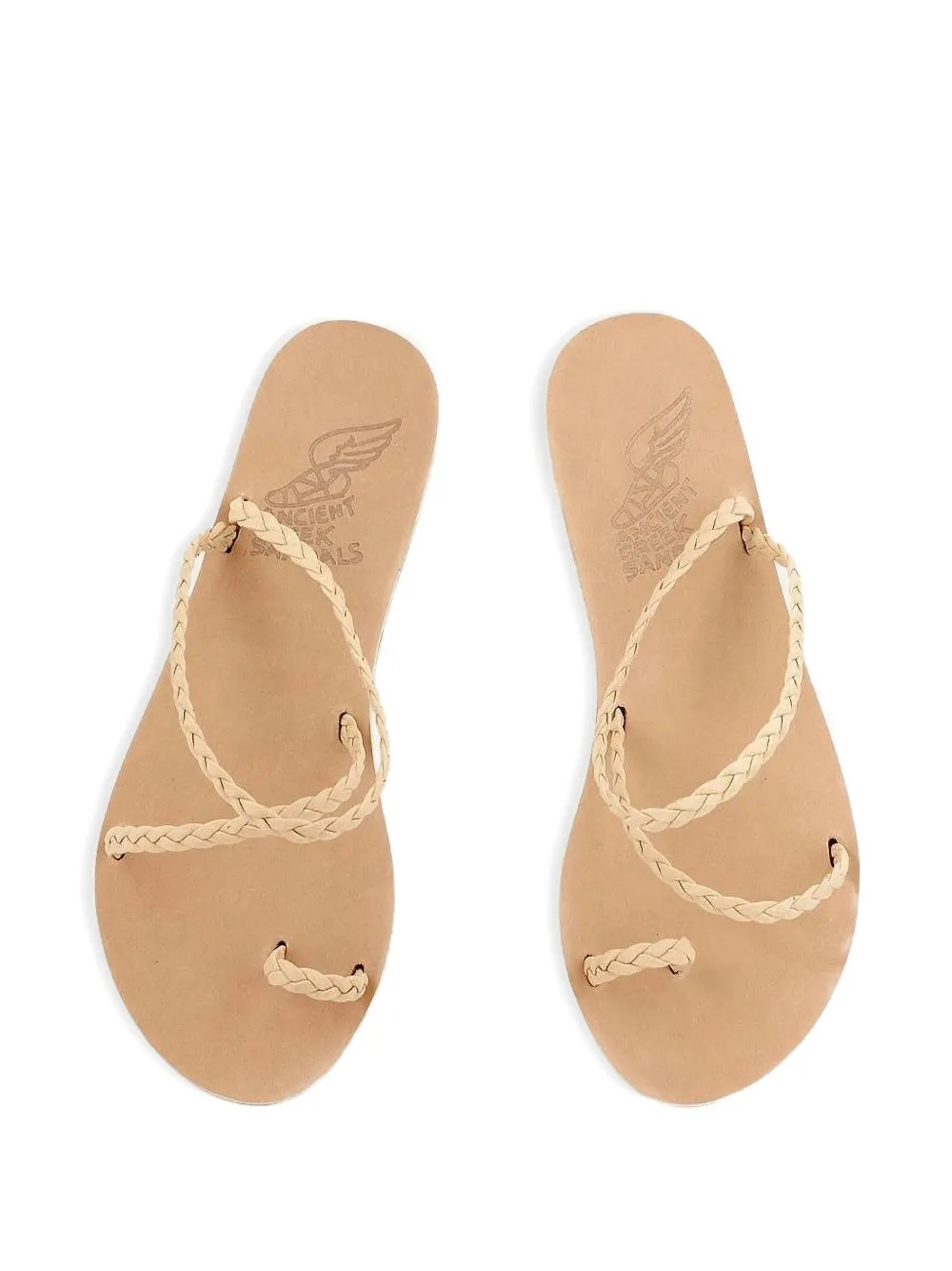 Ancient Greek Sandals Eleftheria braided leather sandals Beige