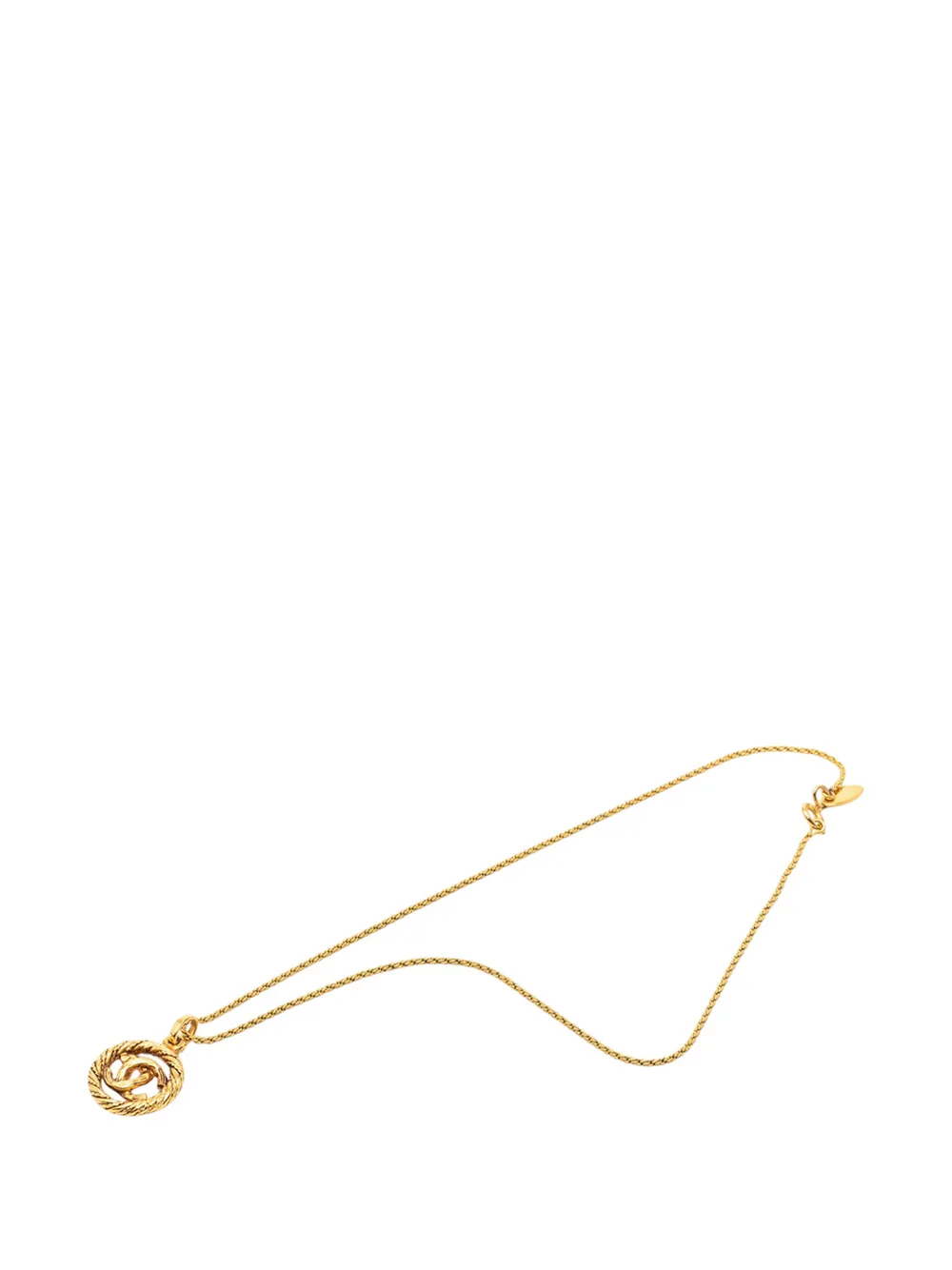 CHANEL Pre-Owned 1970-1980 CC Gold Plated Round Pendant Necklace costume necklace - Oro