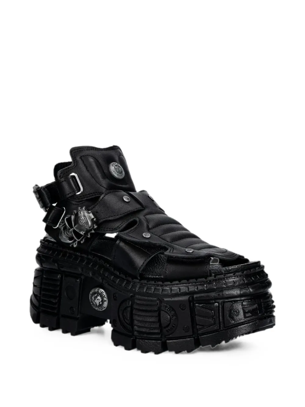 NEW ROCK skull-embellished platform sandals Zwart