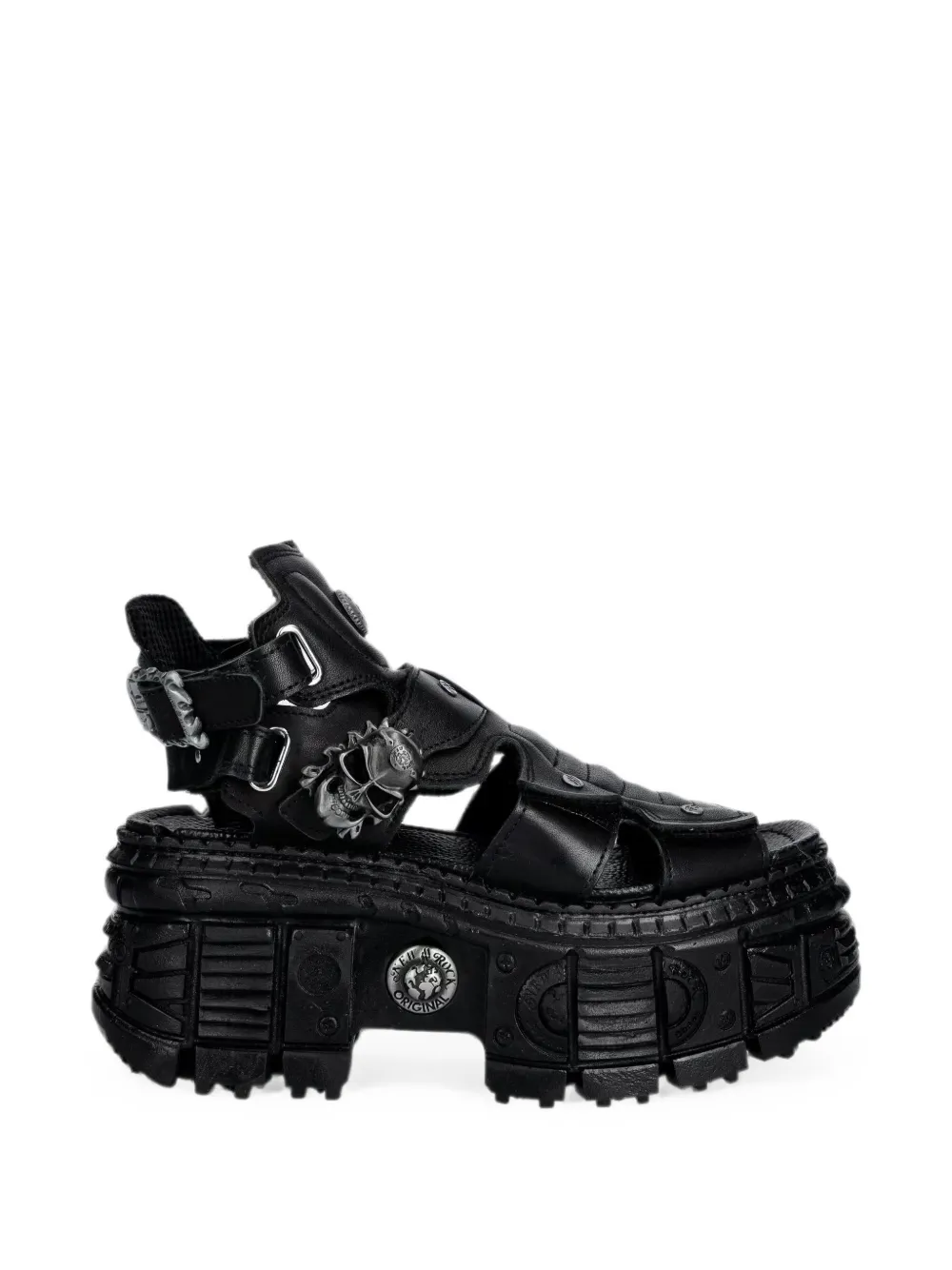 NEW ROCK skull-embellished platform sandals Zwart