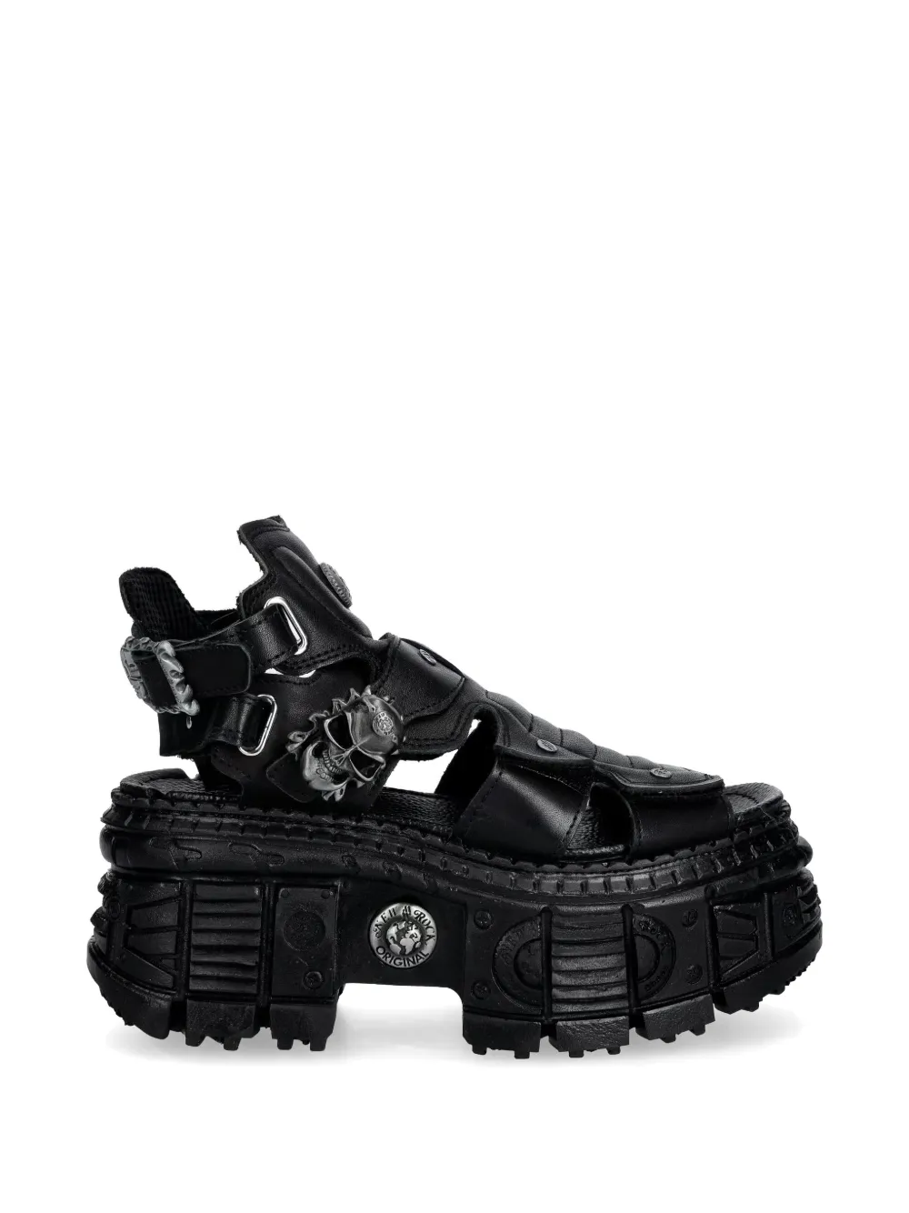 NEW ROCK skull-embellished platform sandals - Nero