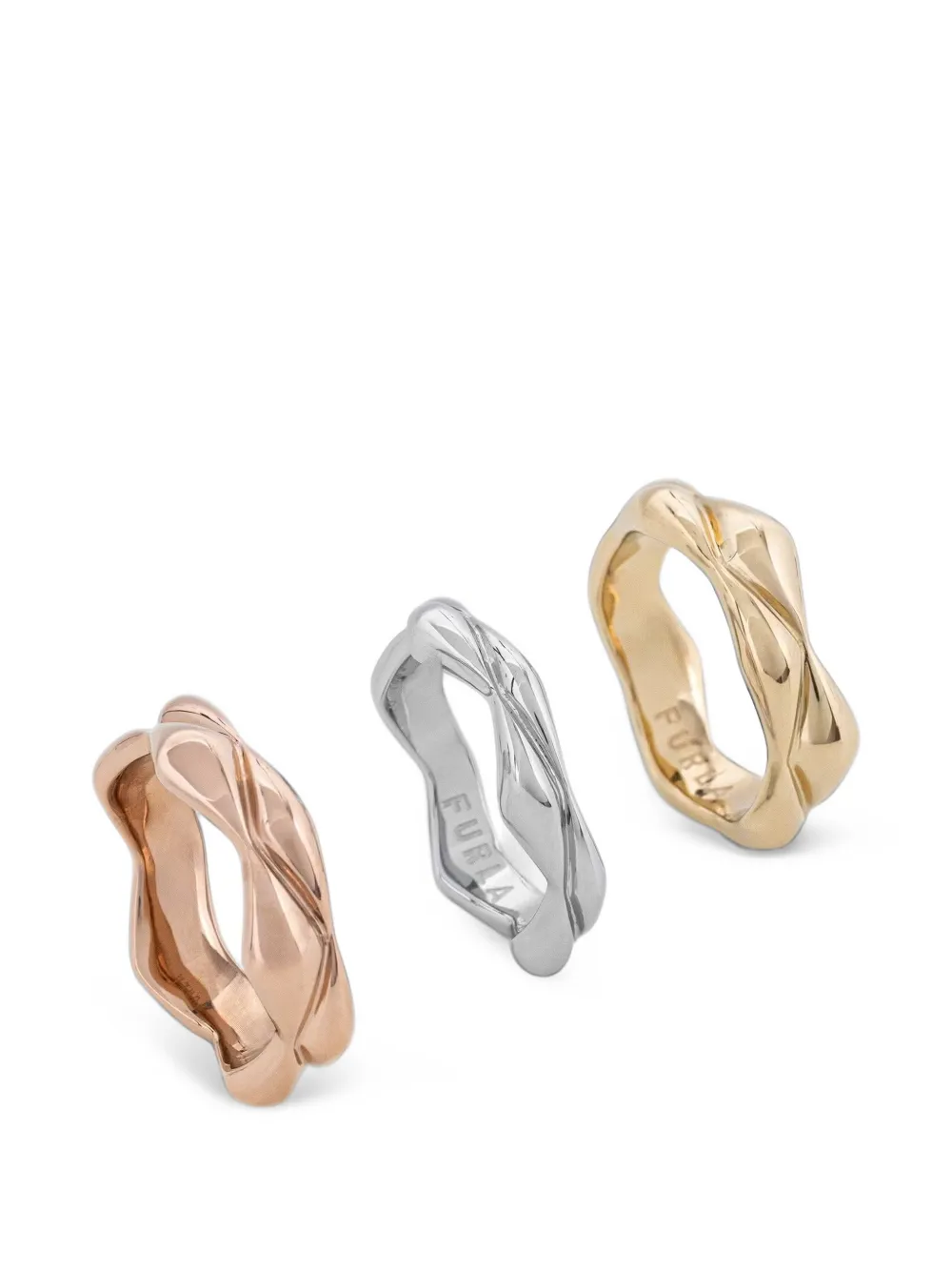 Furla twisted rings set of three - Oro