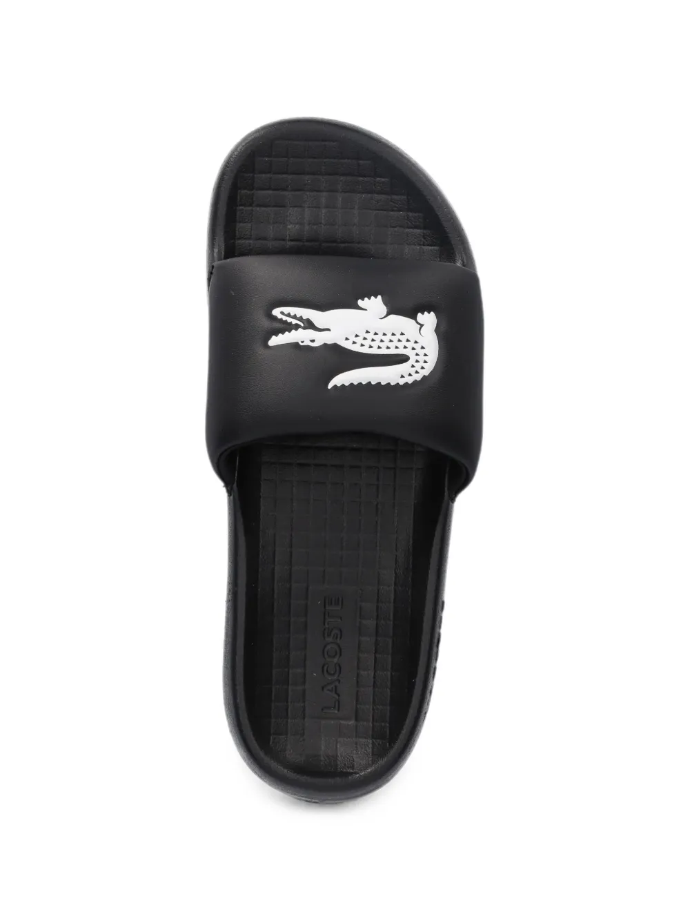Lacoste logo-patch slides Zwart