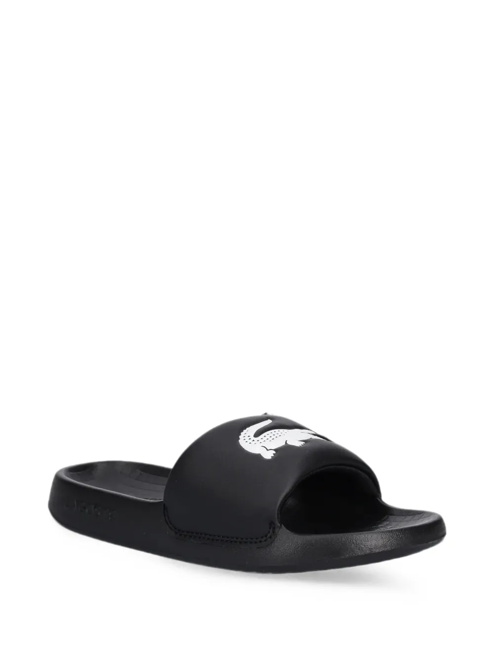 Lacoste logo-patch slides Zwart