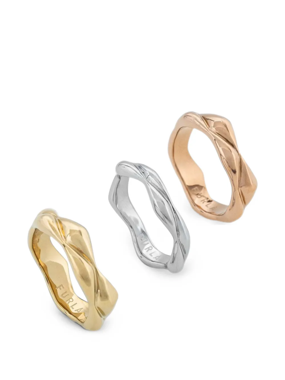 Furla twisted set of three rings - Oro