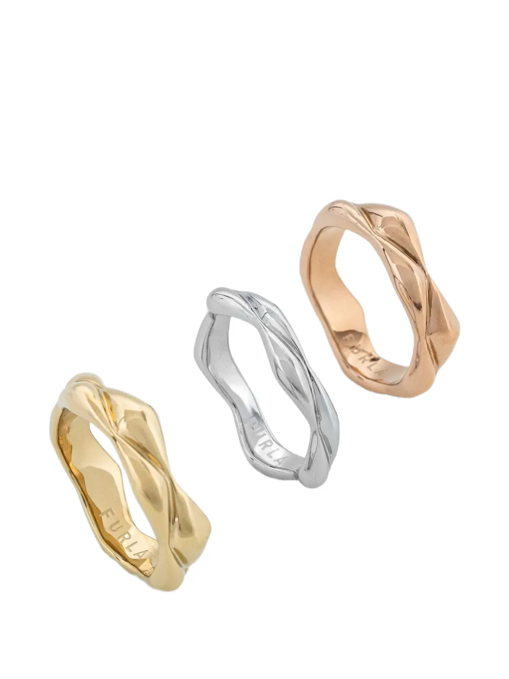 Furla twisted set of three rings - Oro
