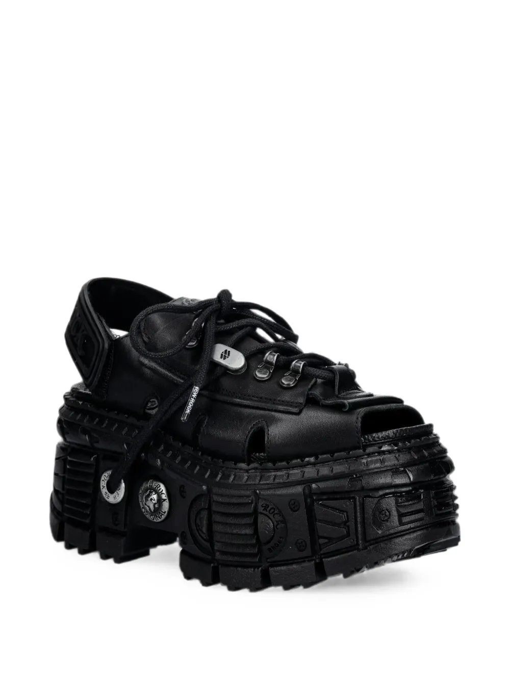 NEW ROCK lace-up platform sandals Zwart