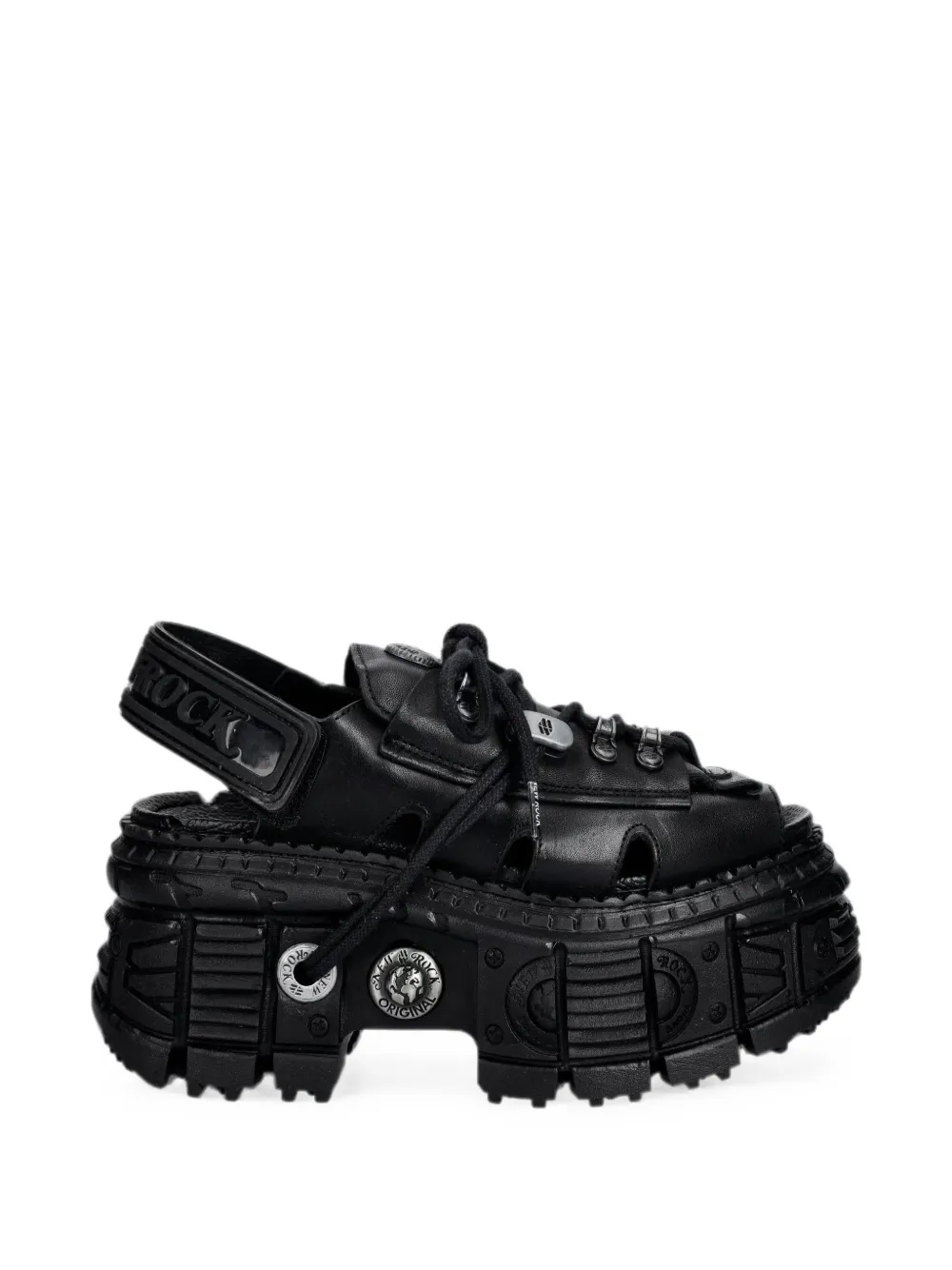 NEW ROCK lace-up platform sandals - Nero