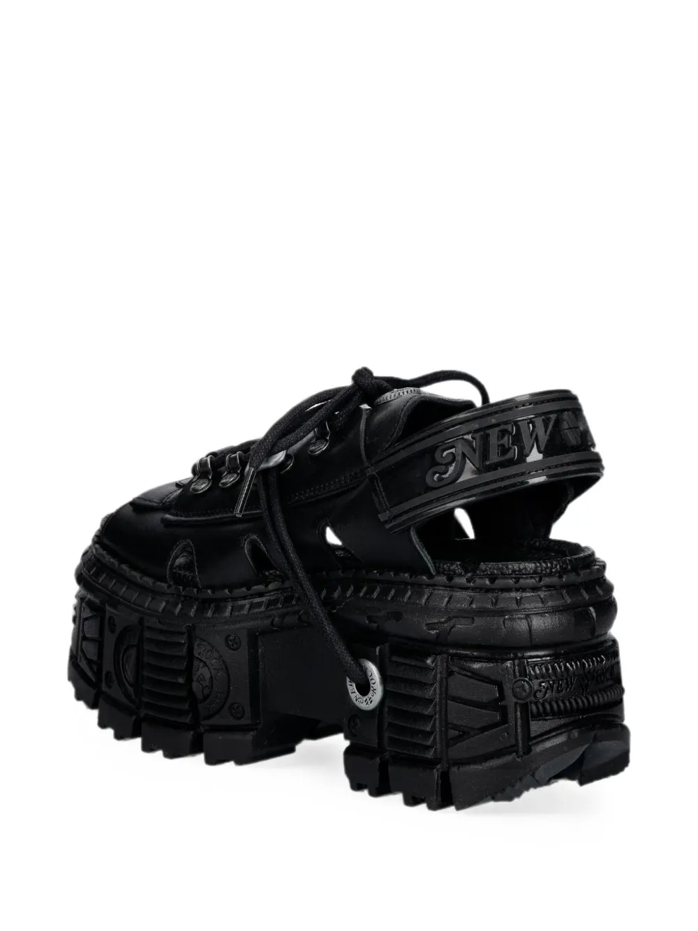 NEW ROCK lace-up platform sandals Zwart