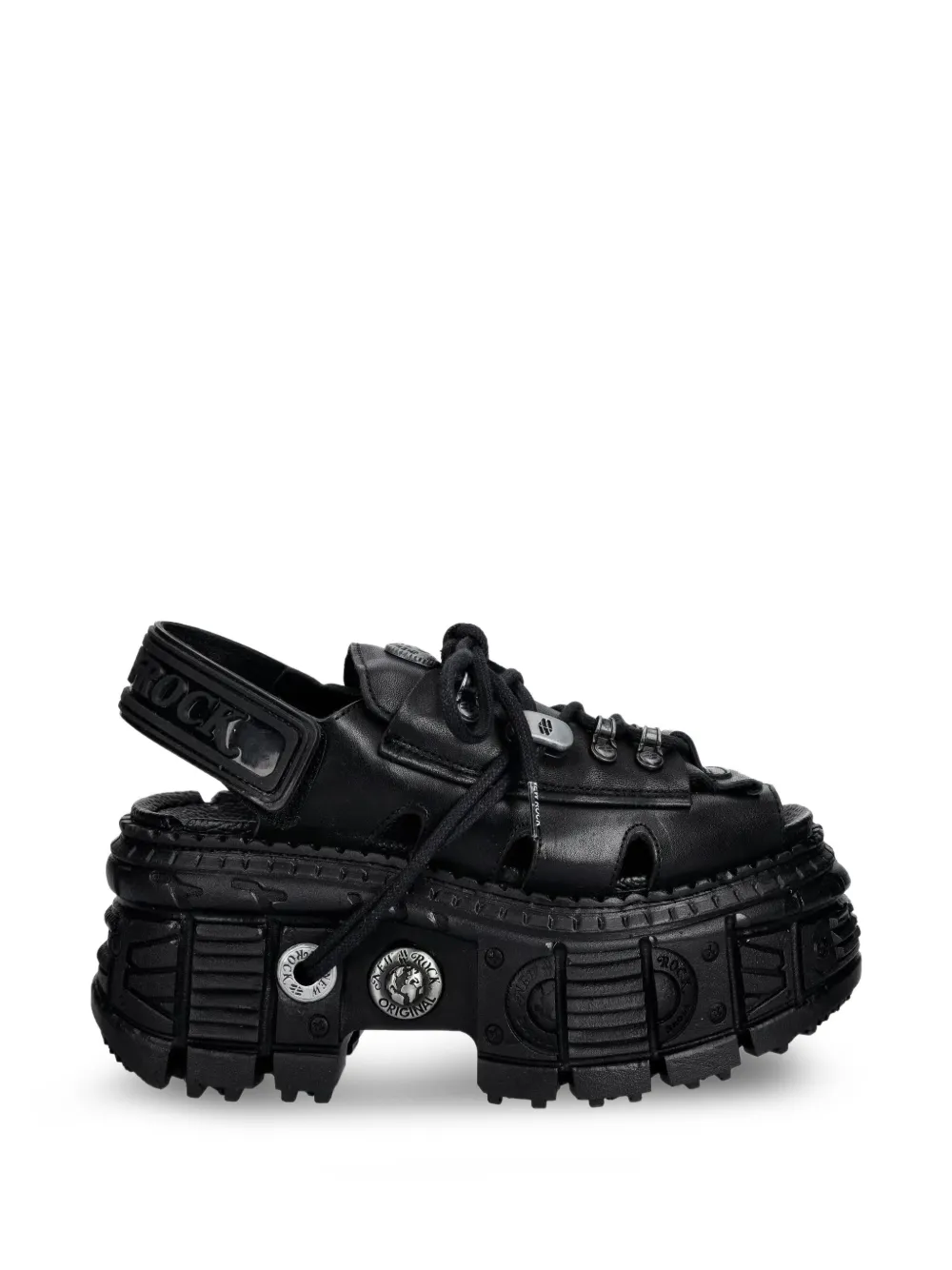 NEW ROCK lace-up platform sandals - Nero