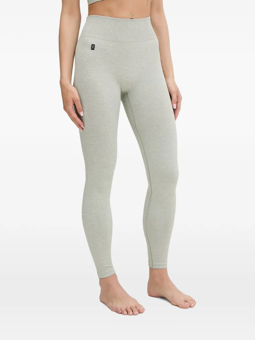 On ribbed-knit high-waisted leggings - Verde