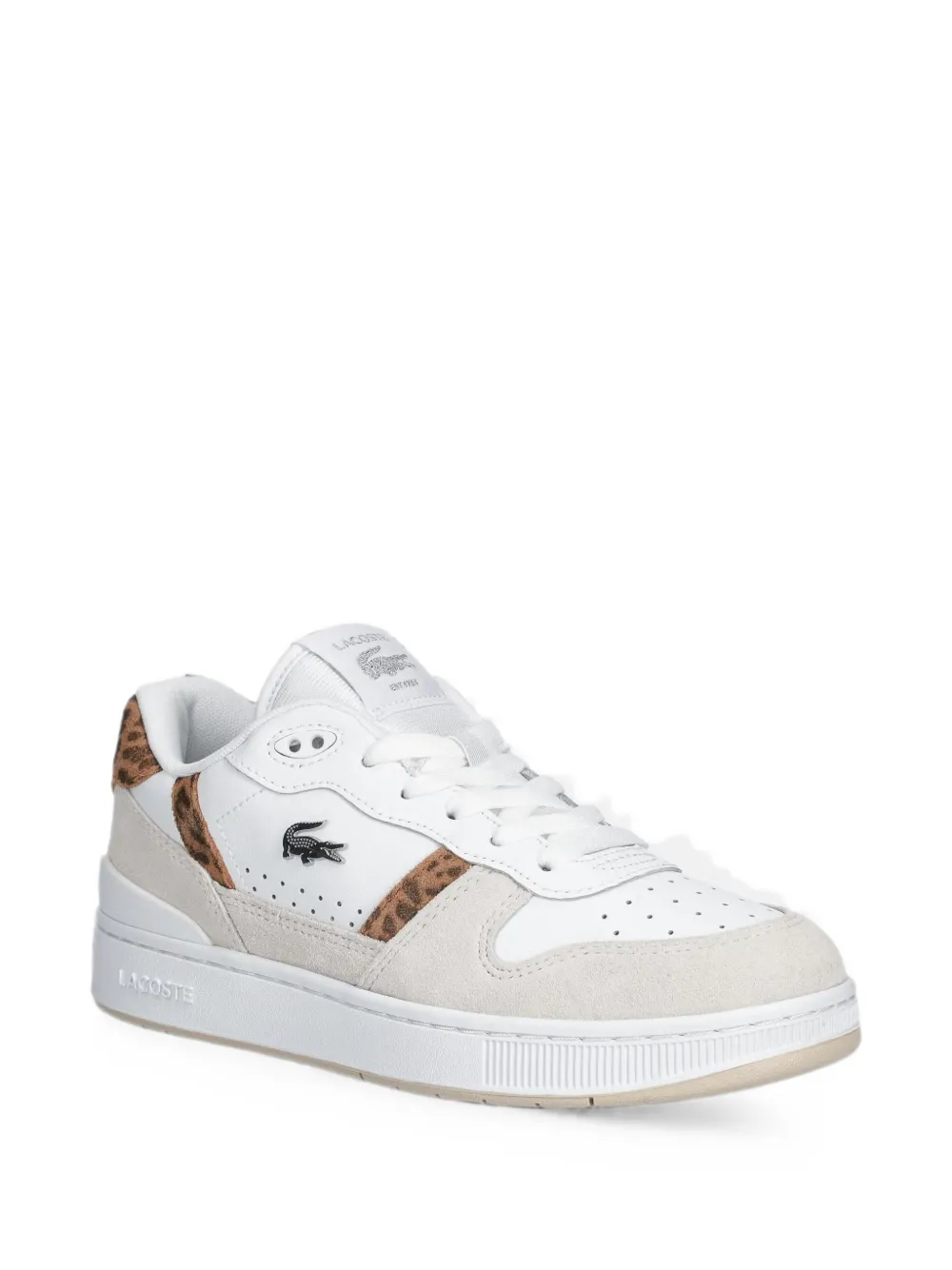 Lacoste Sneakers met luipaard-print en vlakken Wit