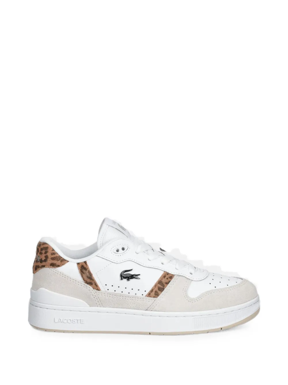 Lacoste leopard-print paneled sneakers - Weiß