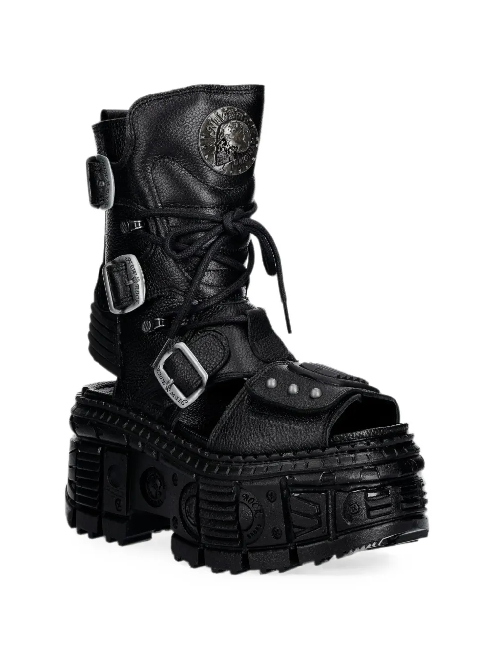 NEW ROCK buckle-fastening platform sandals Zwart