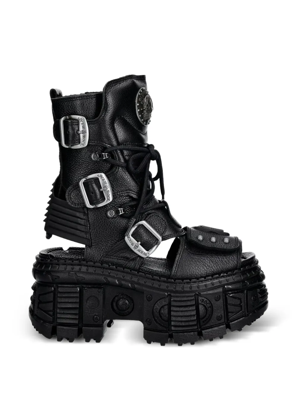 NEW ROCK buckle-fastening platform sandals - Nero
