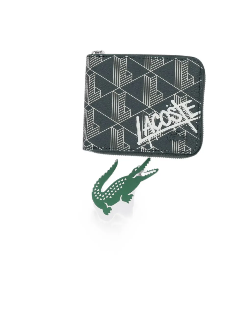 Lacoste Portemonnee met monogram-print en logoprint Groen