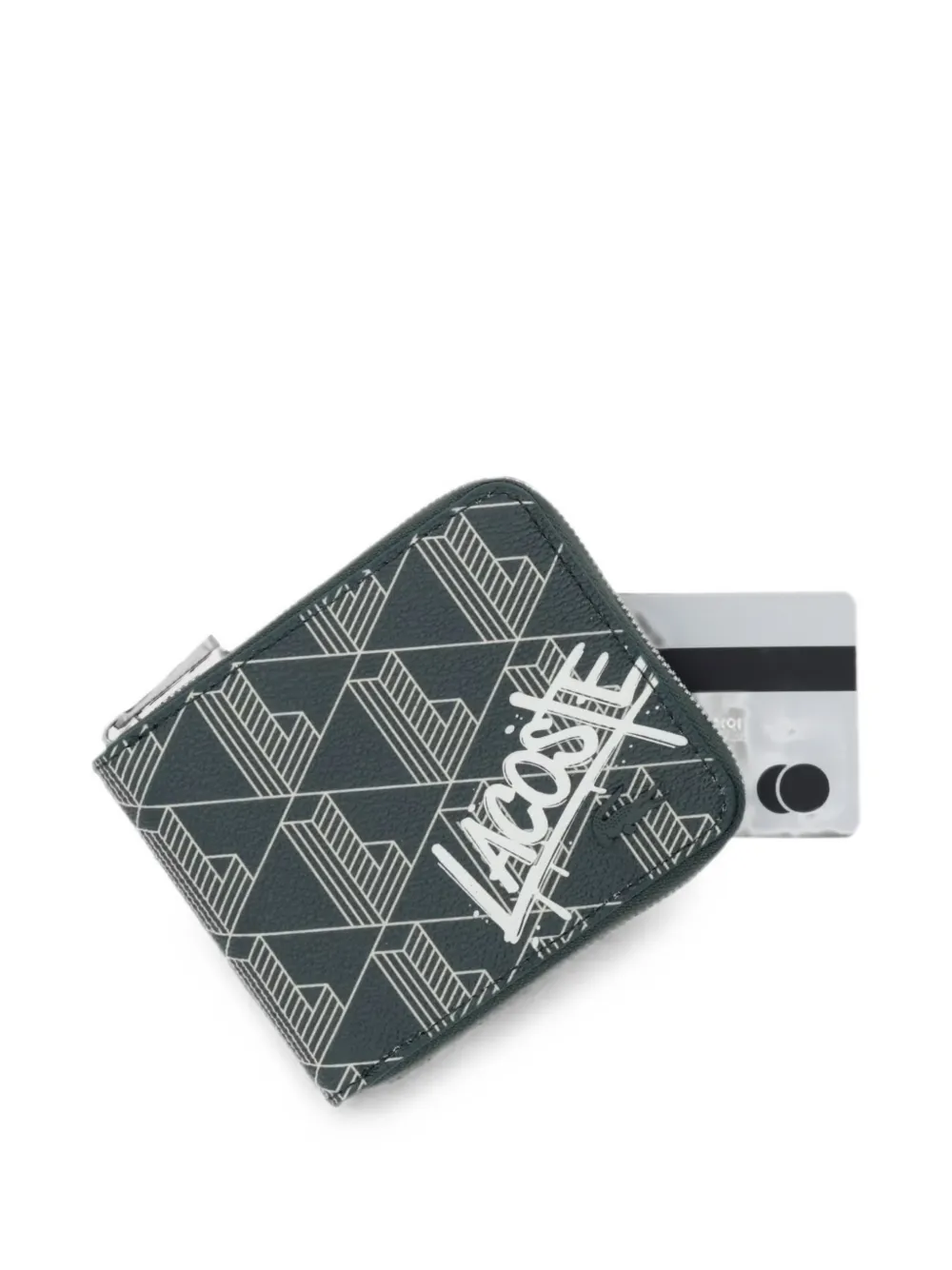 Lacoste Portemonnee met monogram-print en logoprint Groen