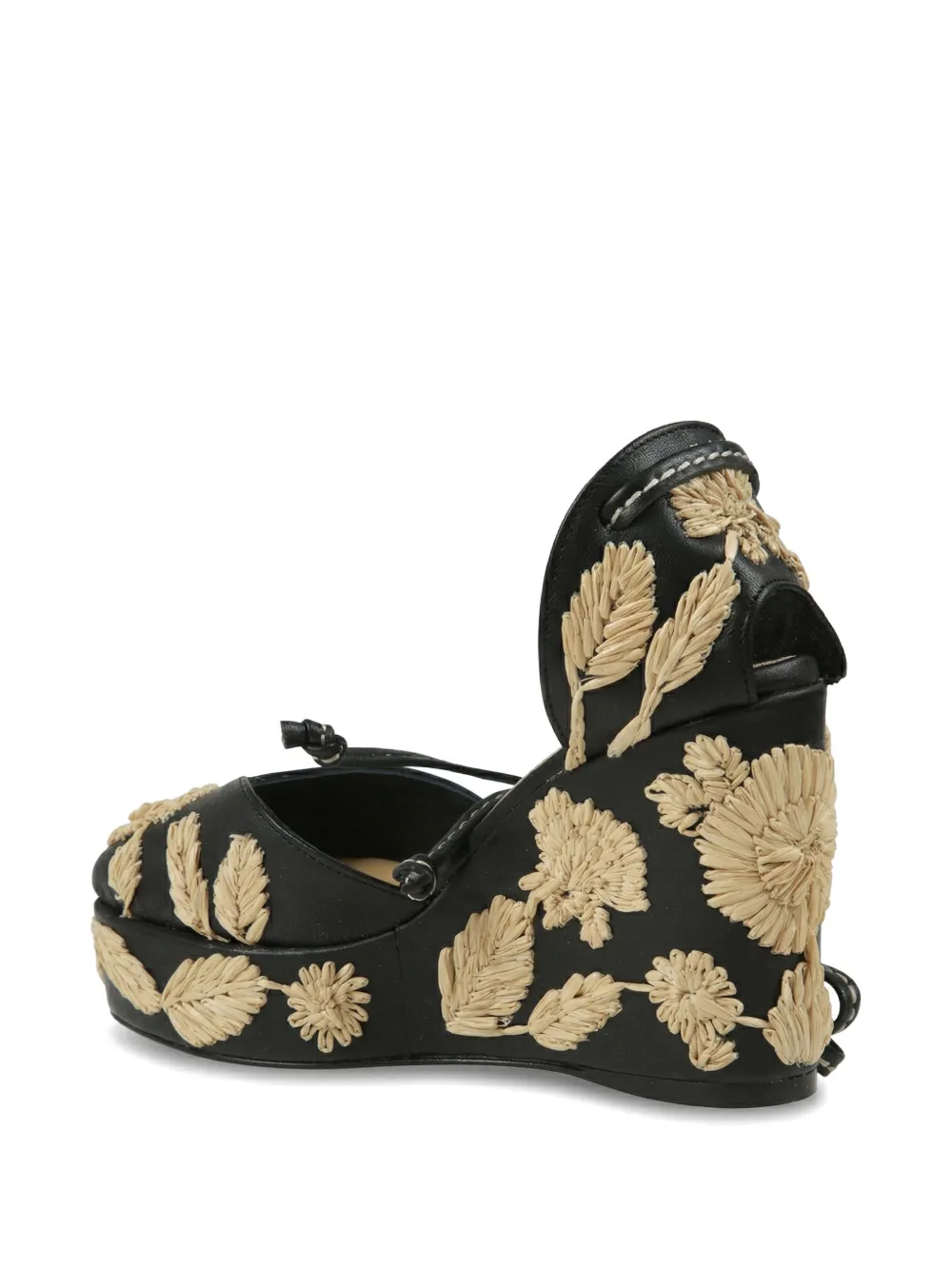 Castañer Carmela raffia pumps met borduurwerk Zwart