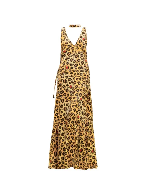 alessandro enriquez leopard-print sleeveless maxi dress