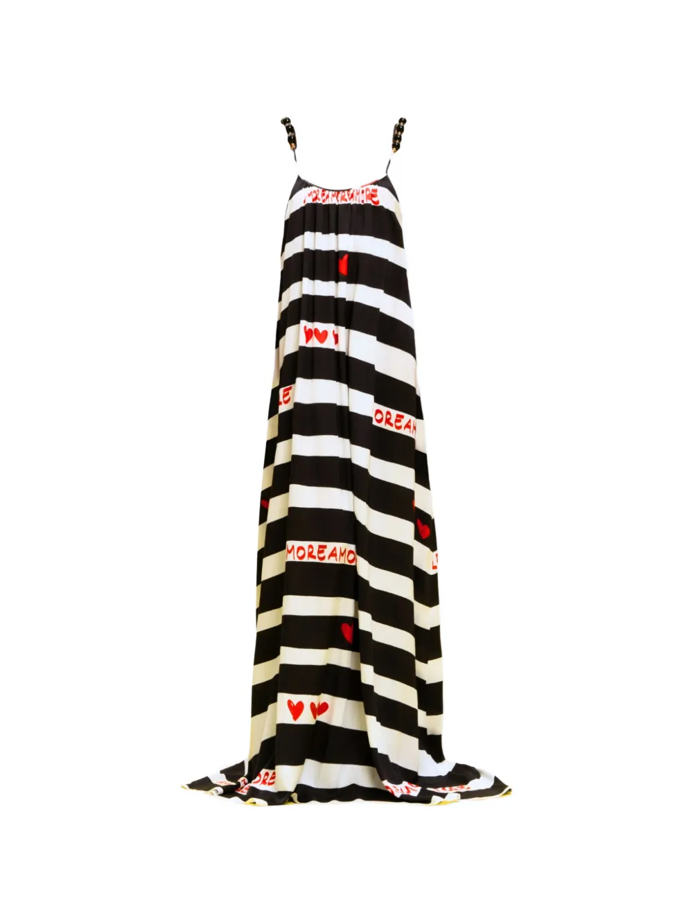 alessandro enriquez striped heart-print maxi dress - Nero