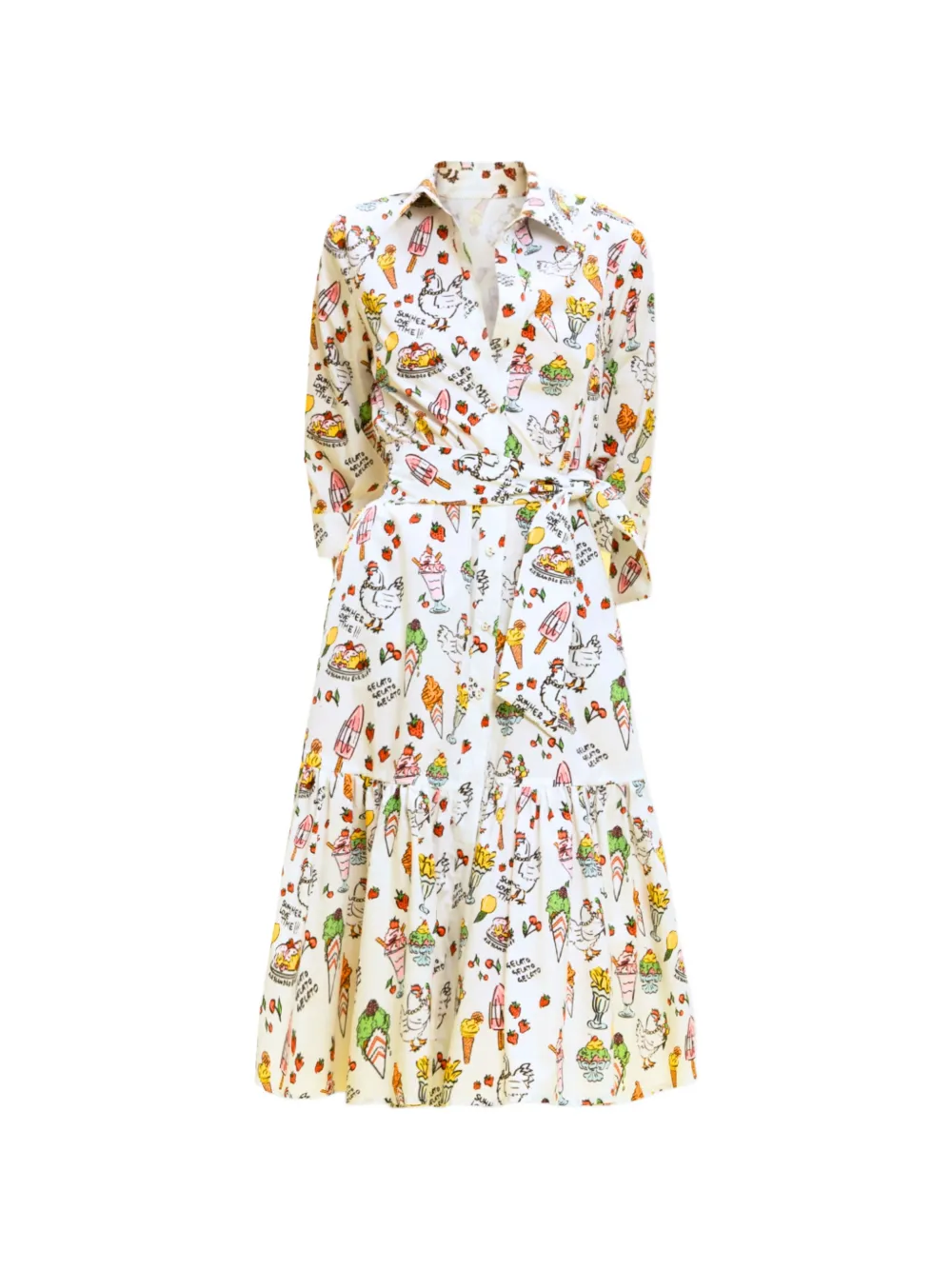 alessandro enriquez graphic-print tiered mini dress - Bianco