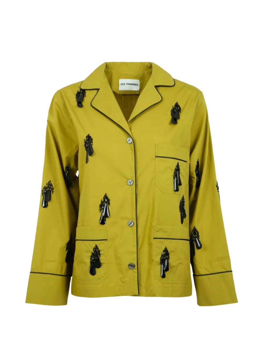 DES PHEMMES embellished contrast-piping shirt - Giallo