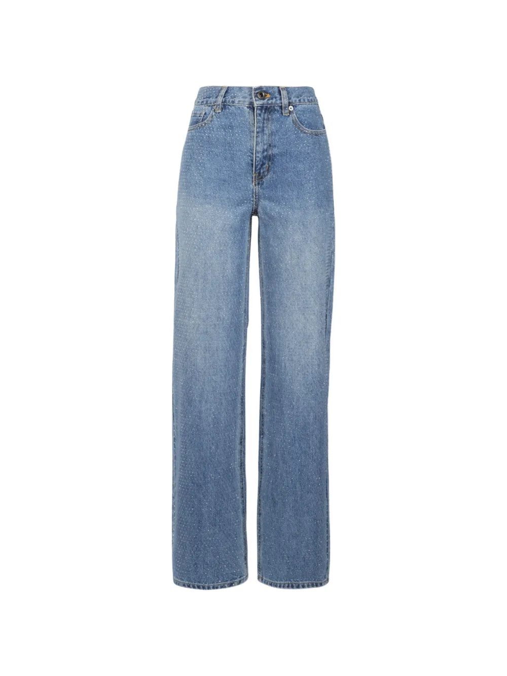 Self-Portrait Jeans dritti con strass - Blu