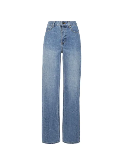 Self-Portrait rhinestone-embellished straight-leg jeans