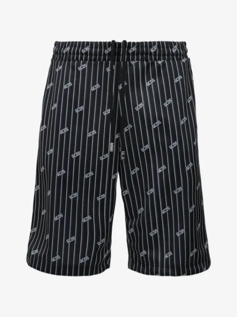 GCDS pinstripe logo-print shorts