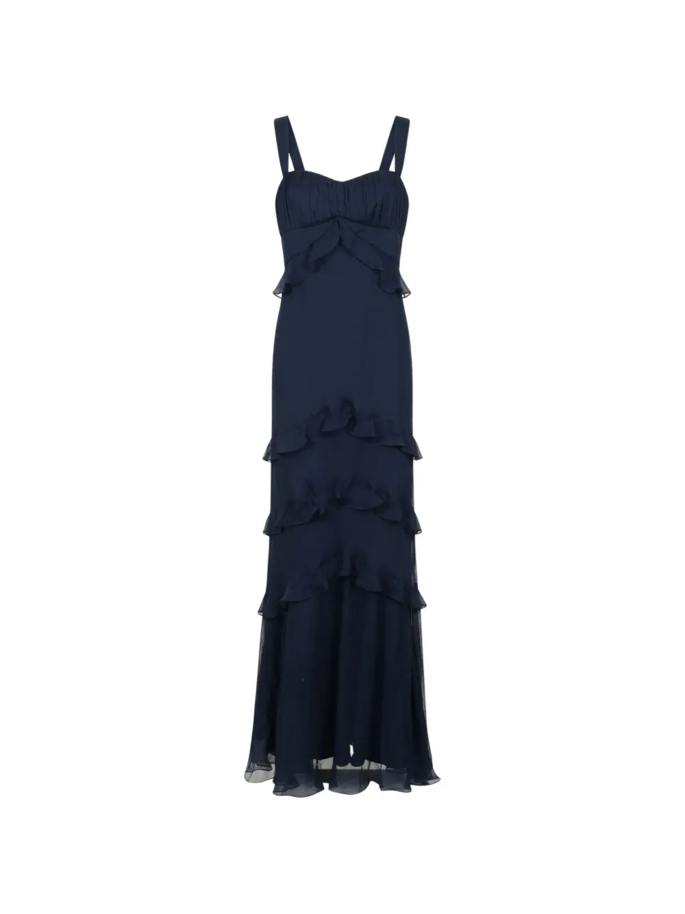 Saloni Chandra Ruffled Maxi Dress In Blue