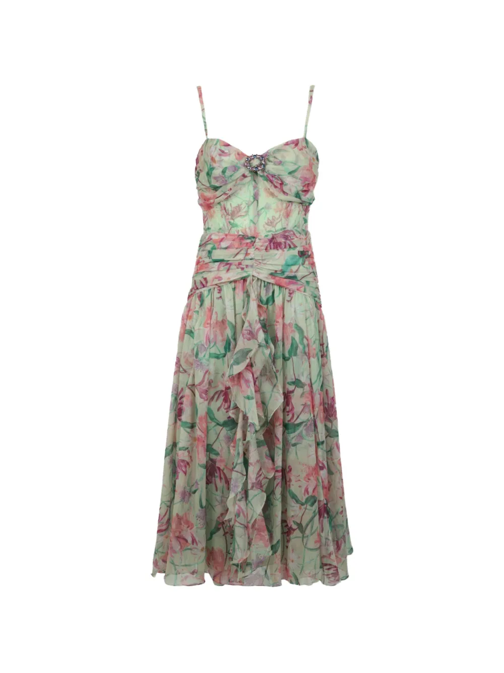 PatBO Honey Flower ruffled dress - Green