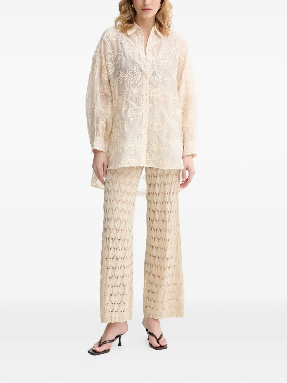 TWINSET Broek met wijde pijpen Beige