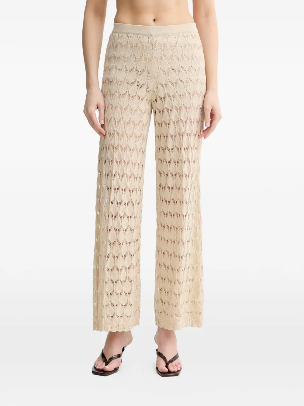 TWINSET open-knit wide-leg trousers - Toni neutri