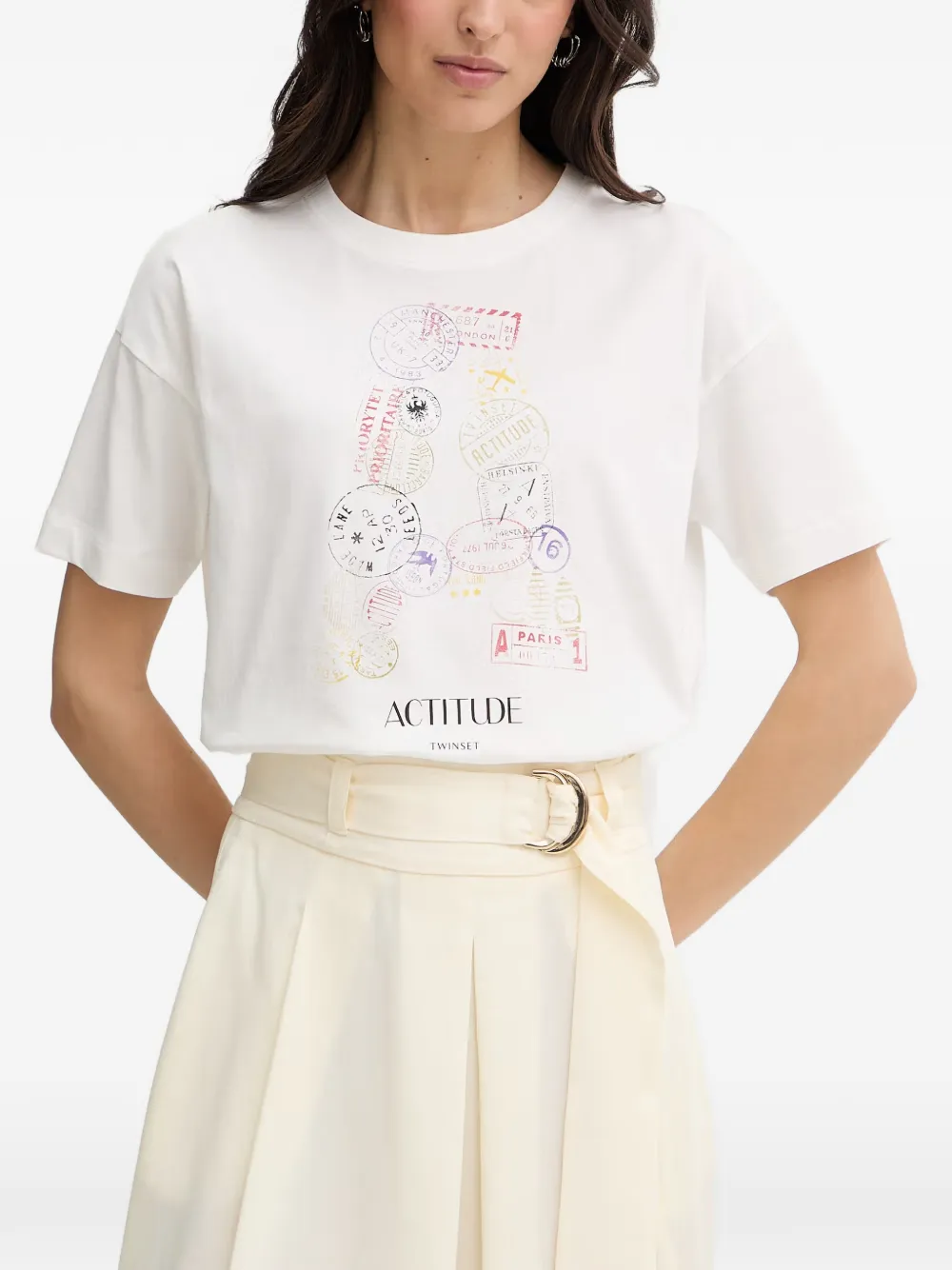 TWINSET Actitude stamp-print T-shirt - Bianco